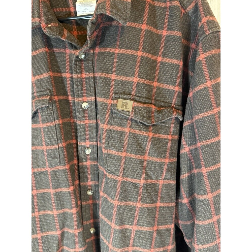 Wrangler Riggs Workwear Men’s 3XT Flannel Long Sleeve Shirt Red Brown Plaid - Picture 3 of 4